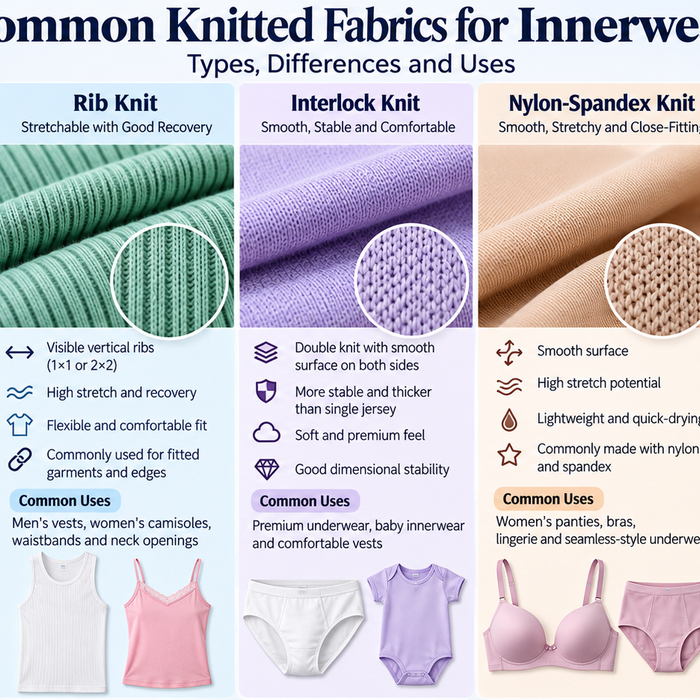 Types of knitted fabrics used in men's and women's innerwear manufacturing