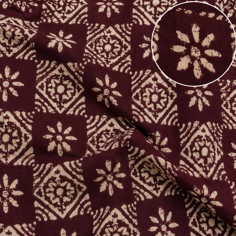 Luxmi Maroon Printed Cotton Mid Length Frock Nighty for Women