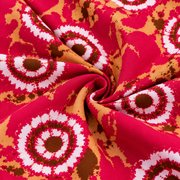 Yoga women's magenta red cotton nighty with white brown and beige circular print