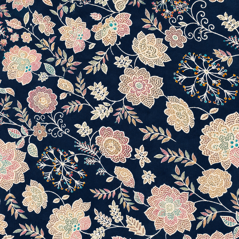 Pranjul 1801 Navy Blue Floral Printed Cotton Maxi Nighty for Women
